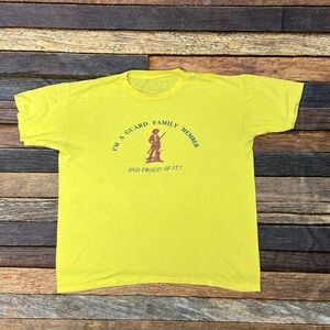 VTG 1980s I'm a Guard Family Member 80s Yellow Single Stitch Tee Tshirt
